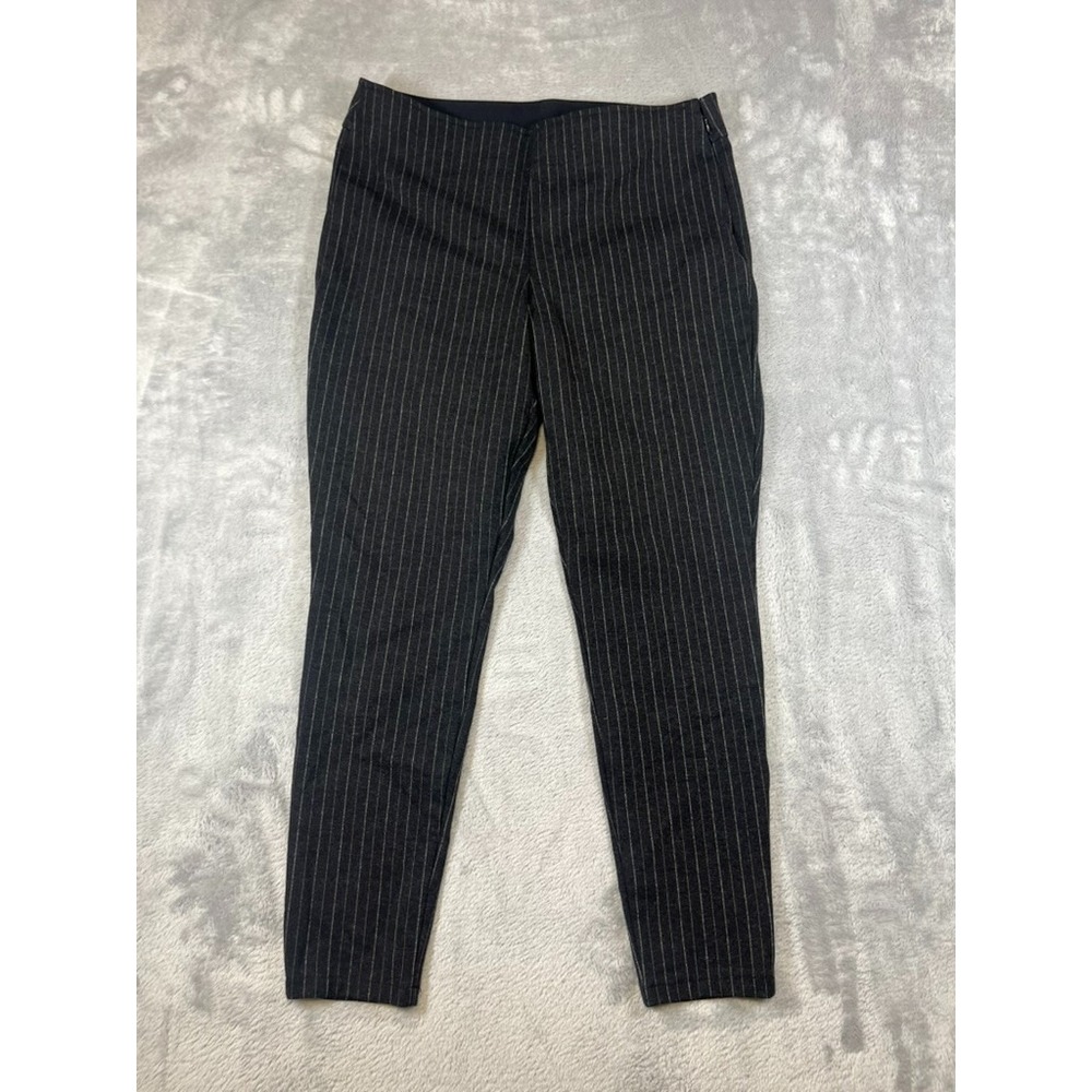Gap Work Leggings Women's Large Stretch Striped Charcoal Gray Office